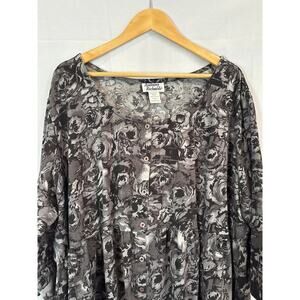 Women’s Anthony Richards Size 3X Grey & Black Floral Midi Dress.